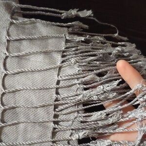 Silver, Gray Fringe Scarf Shoulder Wrap